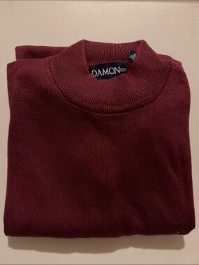 Damo Men's Wine Red Turtleneck Sweater